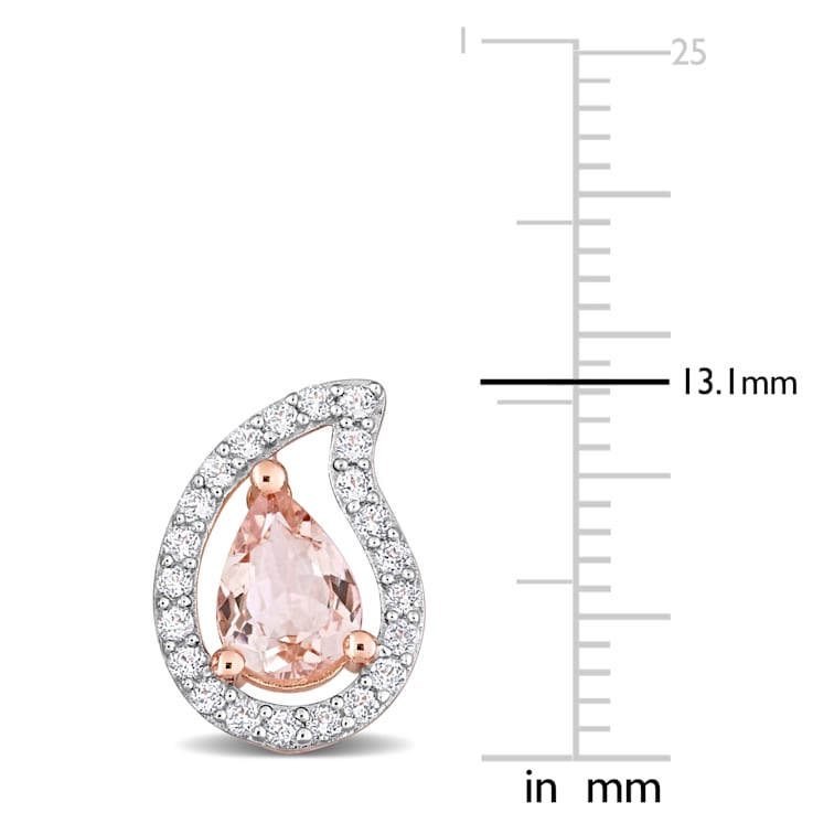 1 7/8 CT TGW Morganite and White Topaz Teardrop Stud Earrings in Rose
Plated Sterling Silver