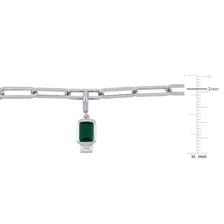 1 CT TGW Created Emerald and Created White Sapphire Bracelet in Sterling Silver