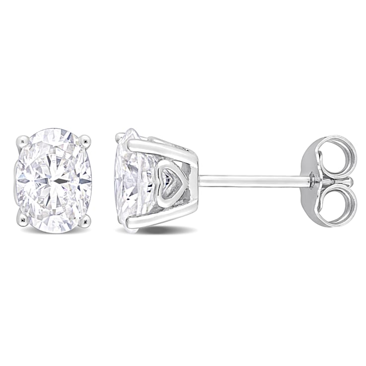 2 CT TGW Oval Created Moissanite Stud Earrings in Sterling Silver