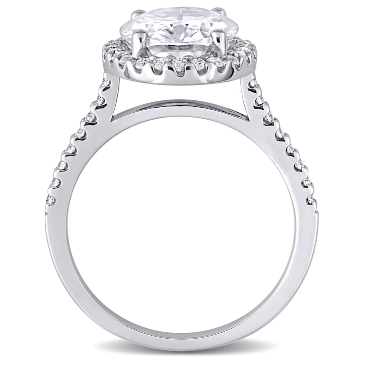 4-3/8 CT DEW Created Moissanite Halo Engagement Ring in 10K White Gold