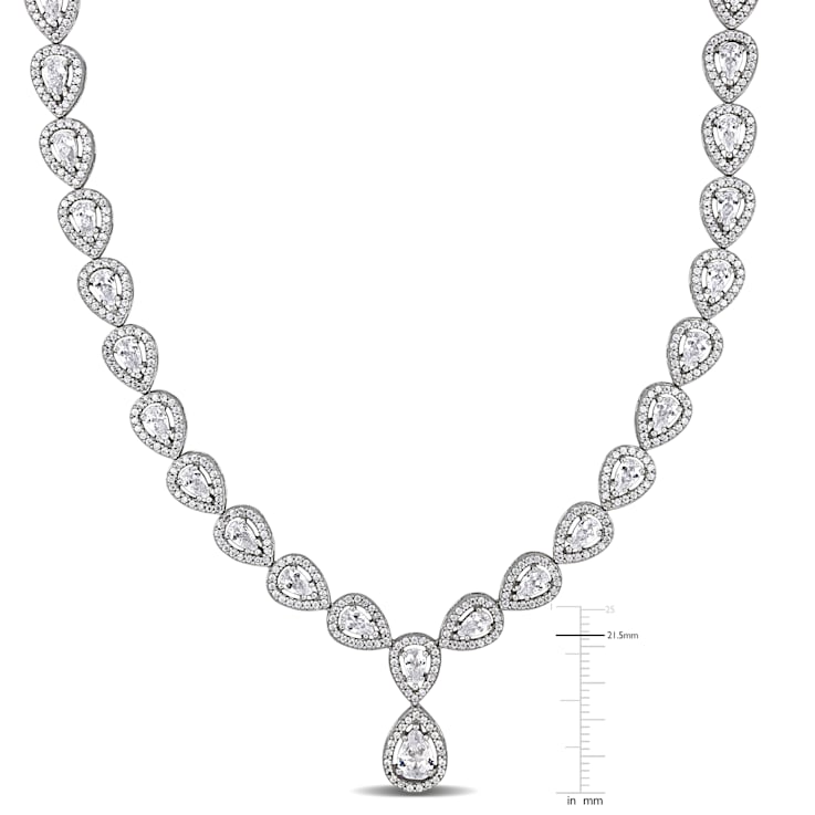 38 CT TGW Cubic Zirconia Teardrop Necklace in Sterling Silver