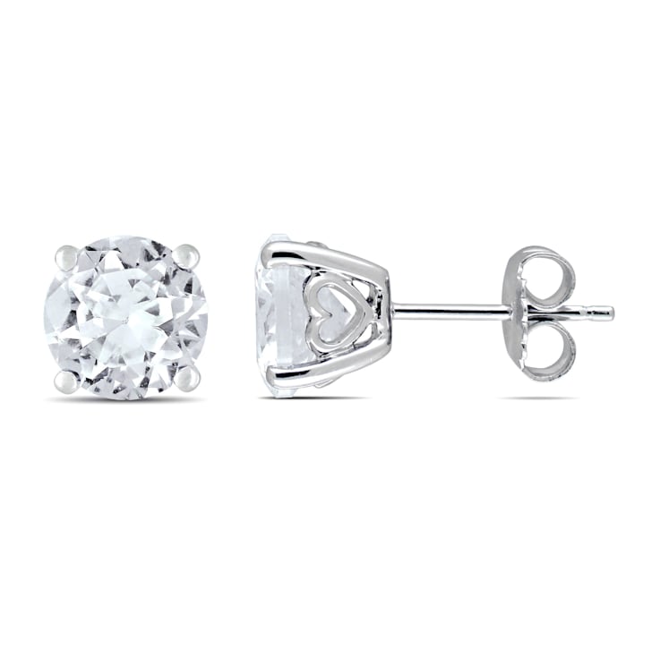 4-4/5ctw Created White Sapphire Stud Earrings in Sterling Silver