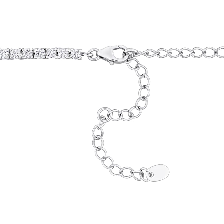 11 1/3 CT TGW Created White Sapphire Tennis Necklace in Sterling Silver