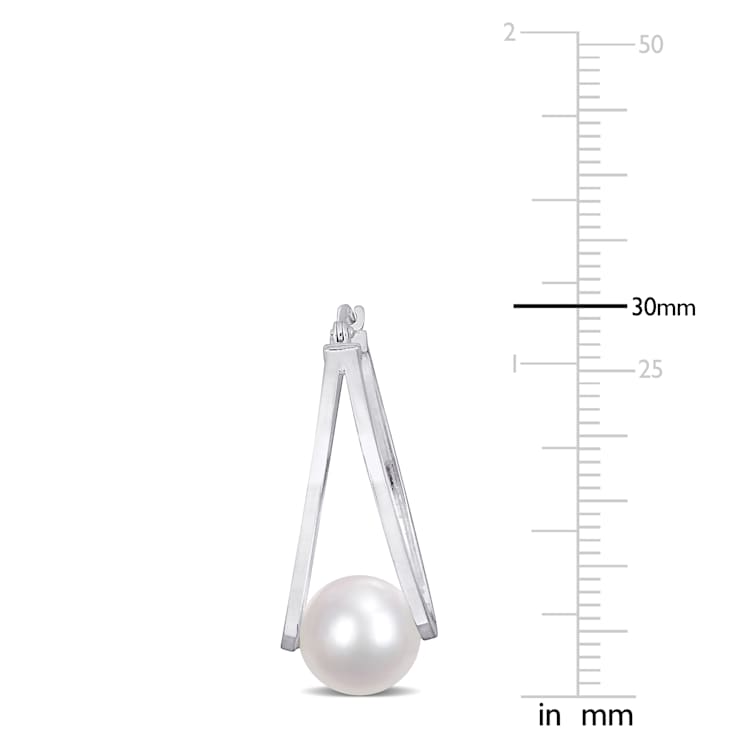 8-8.5 MM White Freshwater Cultured Pearl Earrings in Sterling Silver