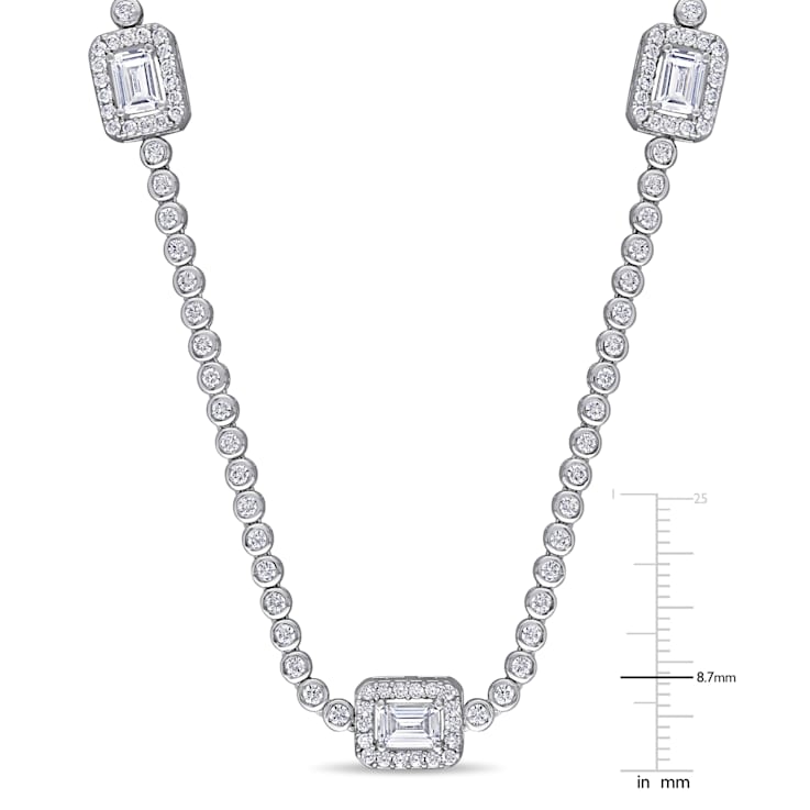 15 CT TGW Cubic Zirconia Station Necklace in Sterling Silver