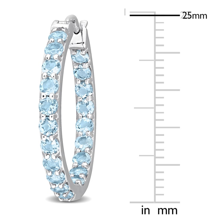 3 1/5 CT TGW Sky Blue Topaz inside-Outside Hoop Earrings in Sterling Silver