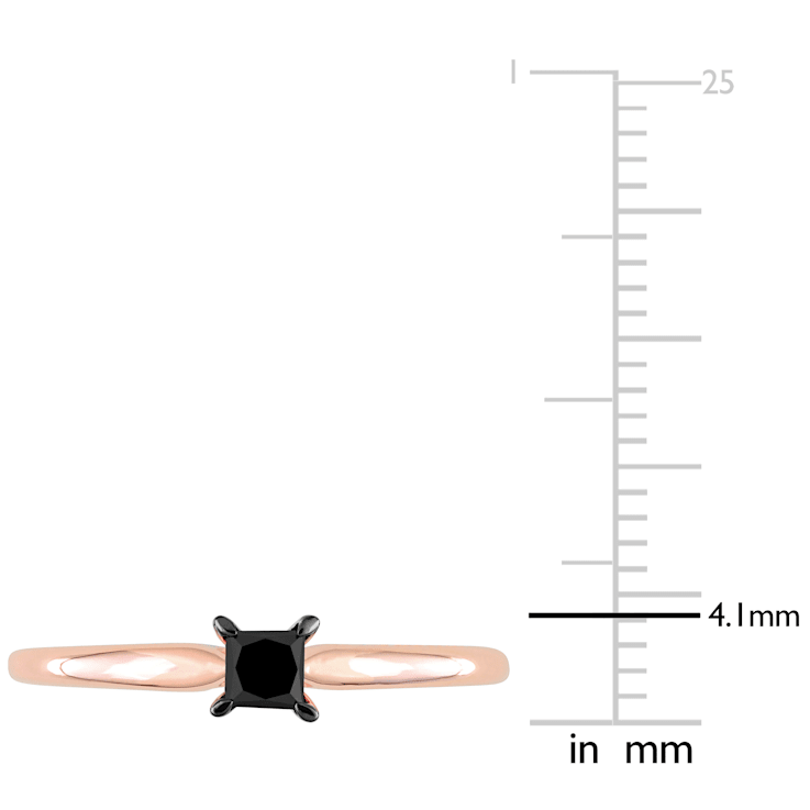 1/4 ct Black Diamond Solitaire Engagement Ring in 14K Rose Gold