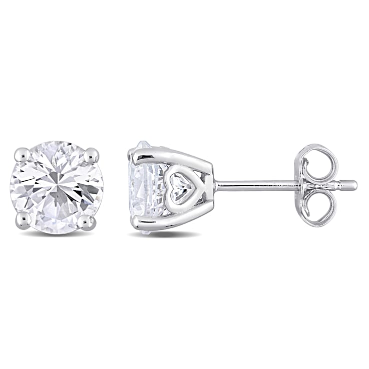 3 1/4 CT TGW Created White Sapphire Stud Earrings in Sterling Silver