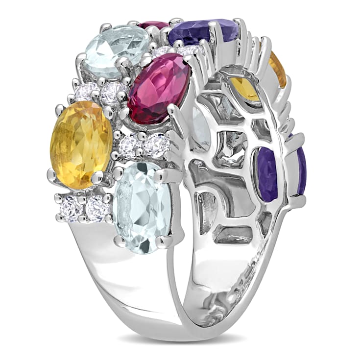 5 CTW Multi-Gemstone Ring in Sterling Silver