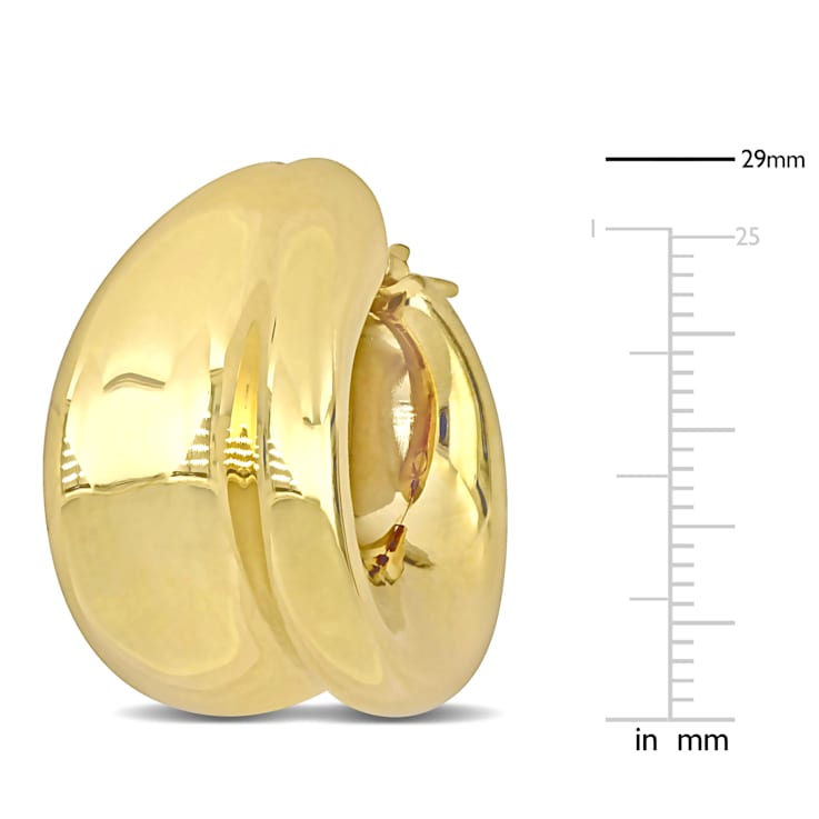 29mm Wide Huggie Earrings in 14k Yellow Gold