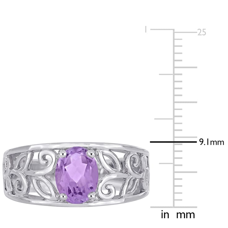 1 CT TGW Amethyst Filigree Ring in Sterling Silver