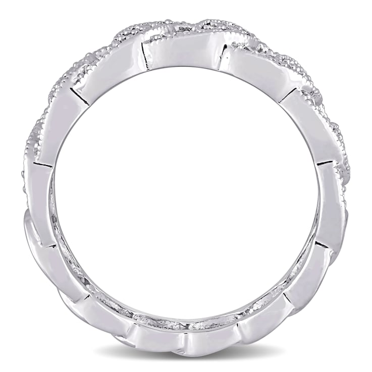 1/10 Ct TW Diamond Link Ring in Sterling Silver