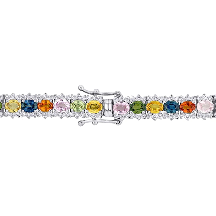 8 1/5 CT TGW Multi-Color Sapphire and 2 1/5 CT TDW Diamond Tennis
Bracelet in 18K White Gold