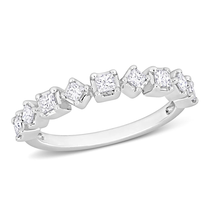 5/8 CT TW Diamond Semi-Eternity Ring in 14K White Gold