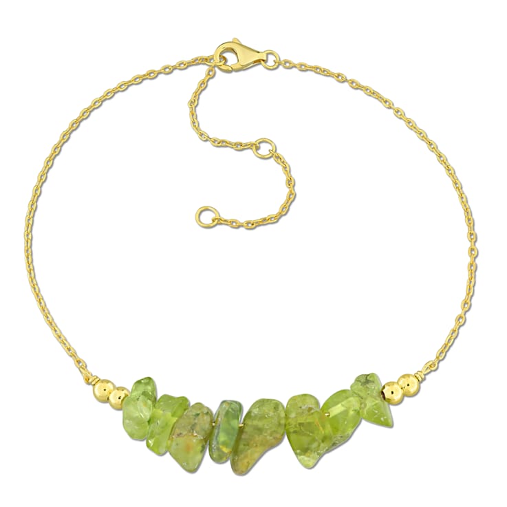 1 1/5 CT TGW Peridot Bead Chain Bracelet in Yellow Plated Sterling Silver