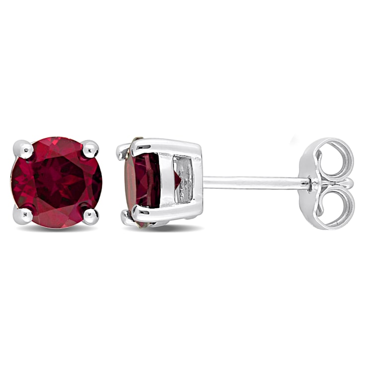 2 CT TGW Garnet Stud Earrings in Sterling Silver
