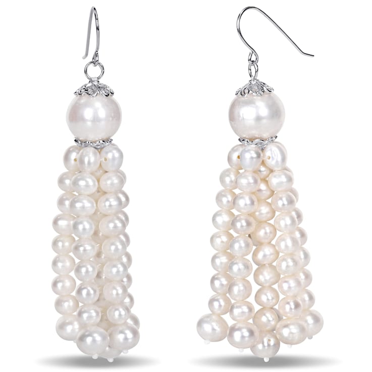 4.5-11 MM Freshwater Cultured Pearl Tassel Drop Earrings in Sterling Silver