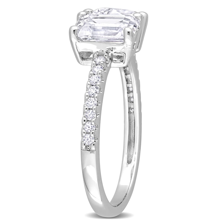 2 1/8 CT TGW Created Moissanite 2-Stone Ring in Sterling Silver