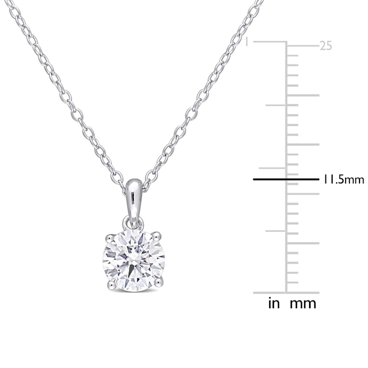 1 CT DEW Created Moissanite Solitaire Pendant With Chain in Sterling Silver