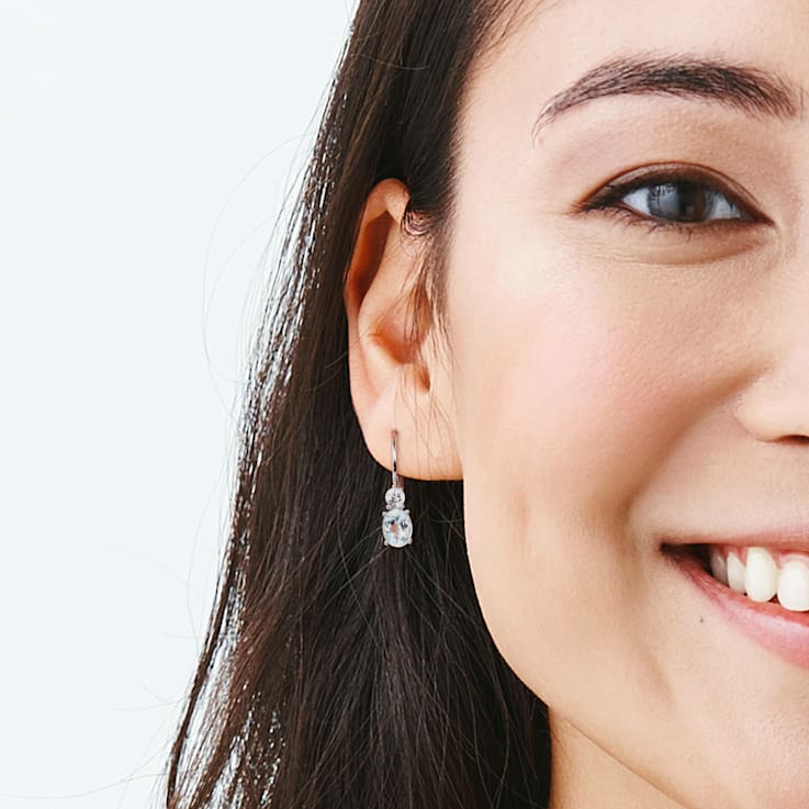 3 4/5 CT TGW Blue Topaz and Created White Sapphire Earrings in Sterling Silver