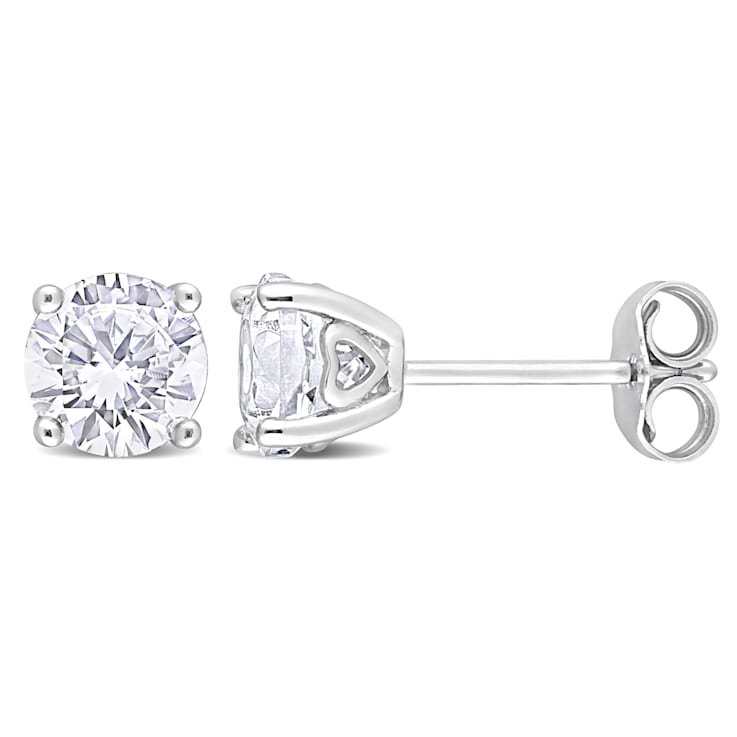 2 CT TGW Created White Sapphire Stud Earrings in Sterling Silver