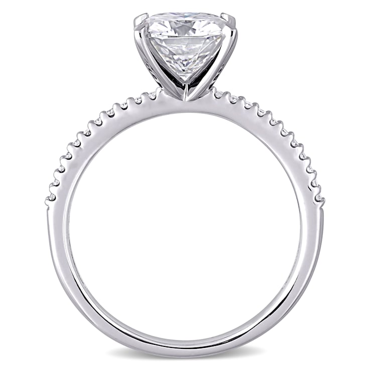 2 CT DEW Created Moissanite and 1/10 CT TW Diamond Engagement Ring in
14K White Gold