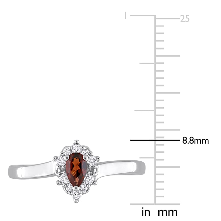 1/4 CTW Garnet and 1/10 CT TW Diamond Halo Ring in Sterling Silver