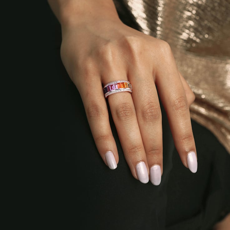 3 7/8 CT TGW Multi-Color Created Sapphire Eternity Ring in 3 7/8 CT TGW Multi-Color Created Sapphire Eternity Ring in