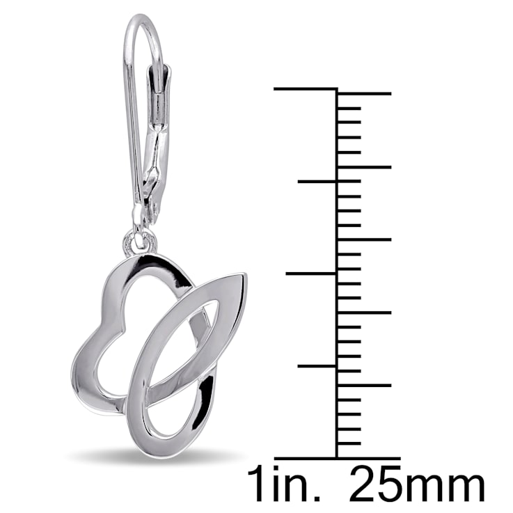 Heart Leverback Earrings in Sterling Silver
