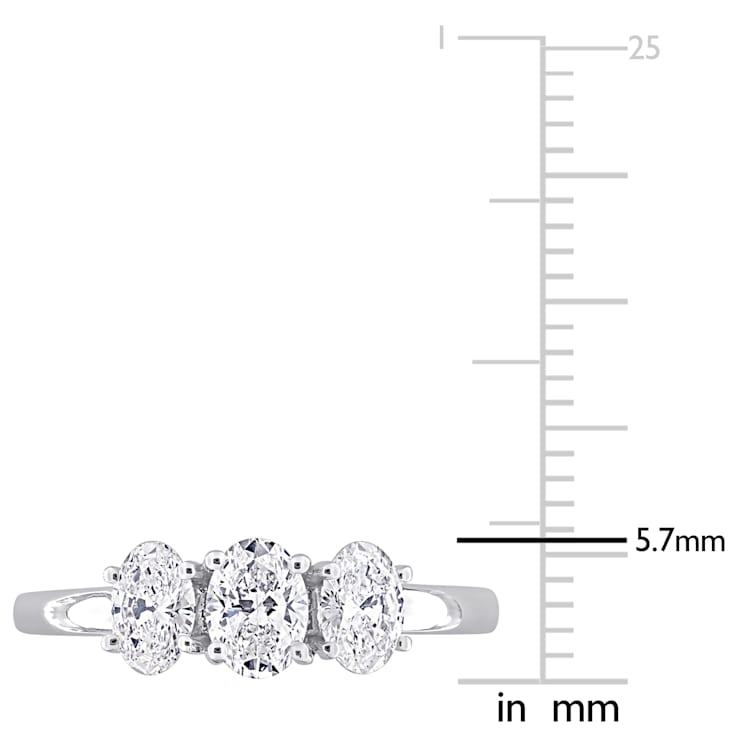 1 CT TW Lab-Grown Diamond 3-Stone Ring in 14K White Gold