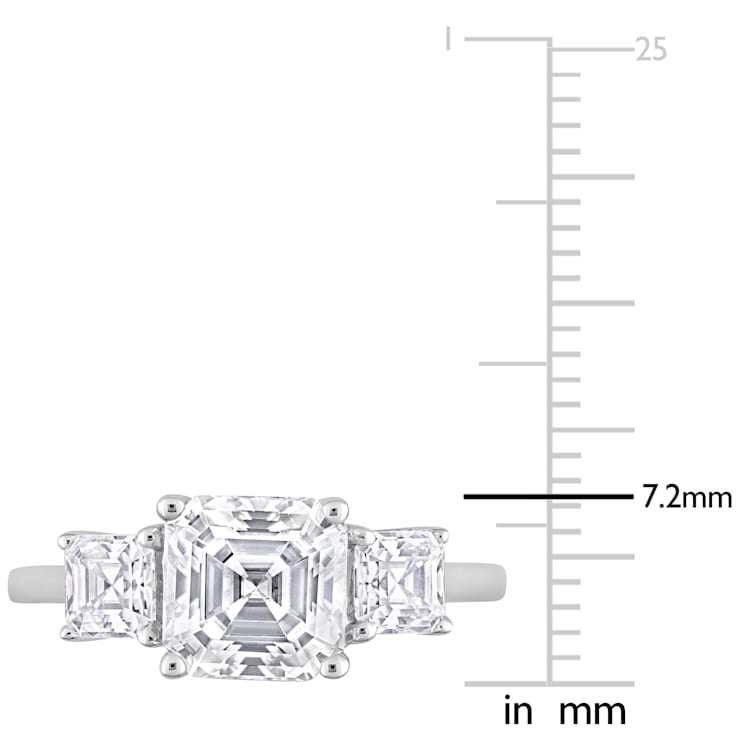 2 3/4 CT TGW Created Moissanite 3-Stone Ring in Sterling Silver