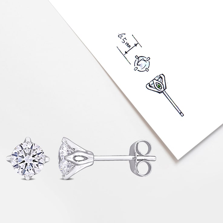 1 CT TW Lab-Grown Diamond Solitaire Stud Earrings in 14K White Gold