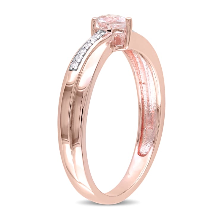 1/4 CT TGW Morganite and Diamond Accent Heart Ring in 18K Rose Gold Over
Sterling Silver