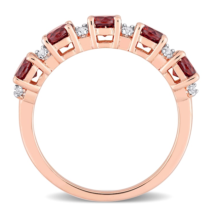 1 3/5 CTW Garnet and White Topaz Semi-Eternity Ring in Rose Plated
Sterling Silver