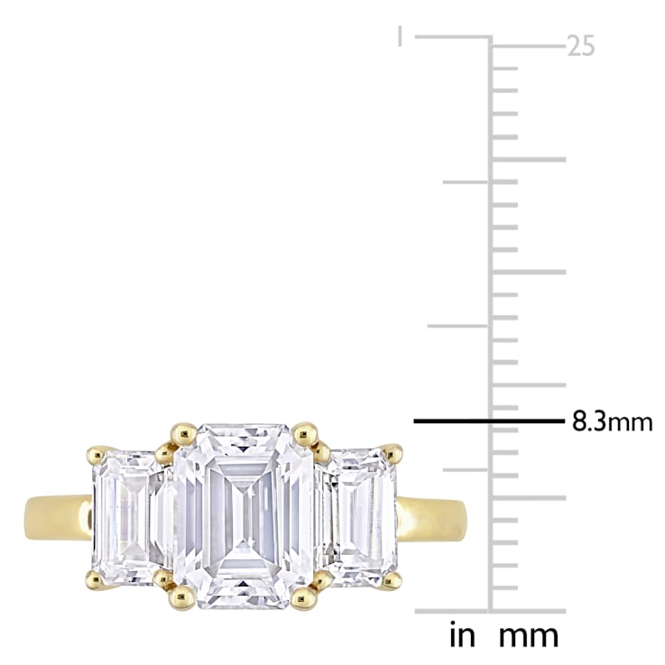 2-3/4 CT DEW Created Moissanite 3-Stone Engagement Ring in 10K Yellow Gold