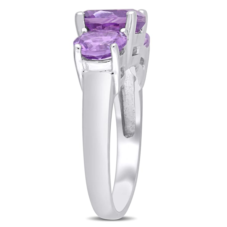 3 3/8 CT TGW Amethyst 3-Stone Ring in Sterling Silver