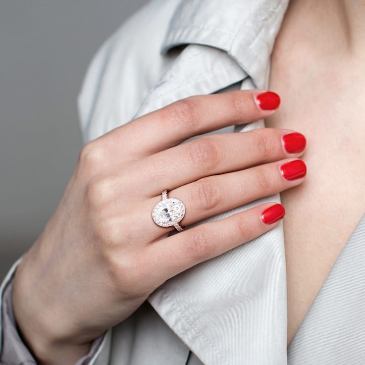 3 7/8 CT TW Lab-Grown Diamond Halo Ring in 14K White Gold
