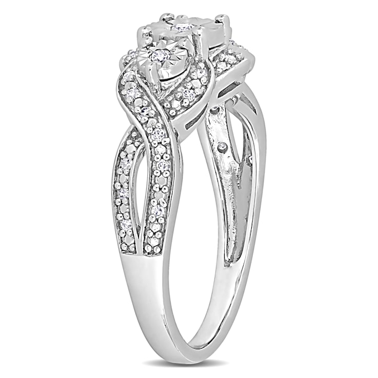 1/5 CT TW Diamond Vintage StyleRing in Sterling Silver