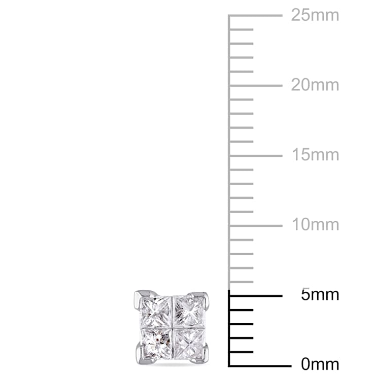 1/2 CT TW Princess Cut Diamond Stud Earrings in 10k White Gold