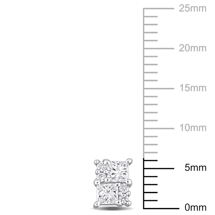 1/2 CT TDW Princess & Round Diamond Cluster Stud Earrings in 14k
White Gold