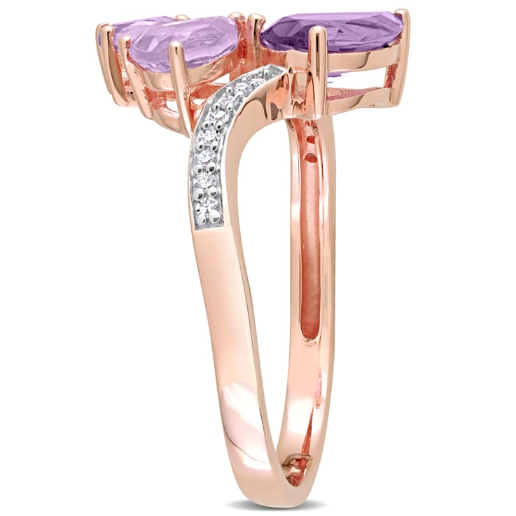 1 3/5 CT TGW Amethyst, Rose de France and 1/10 CT TW Diamond Toi et Moi
Ring in 14K Rose Gold