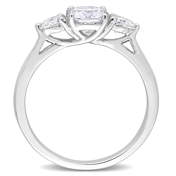 1 2/5 CT TGW Created Moissanite 3-Stone Ring in Sterling Silver