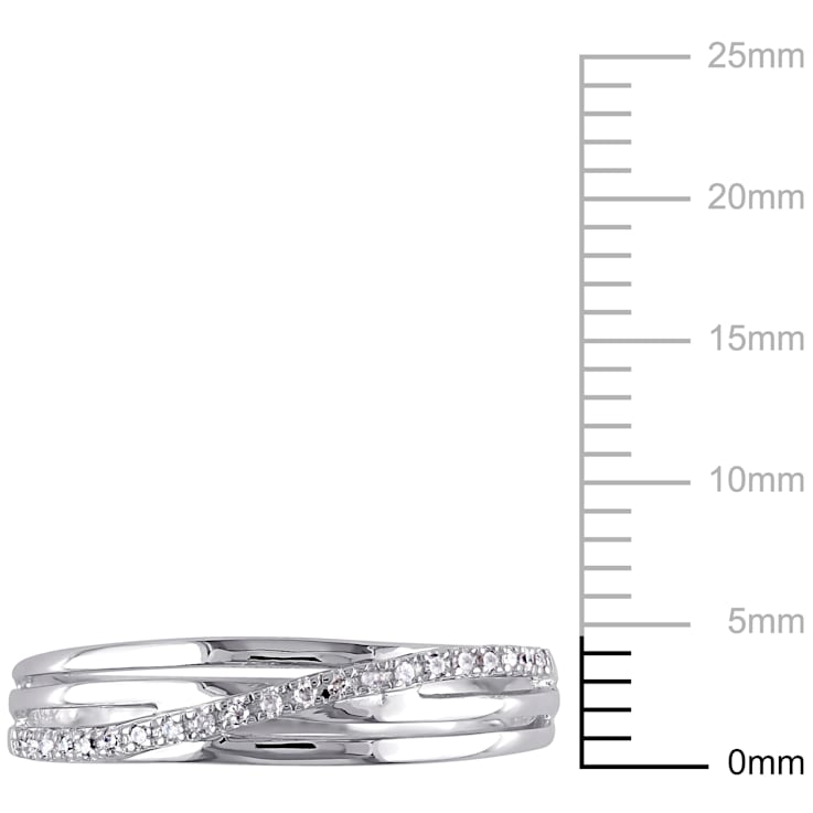 Diamond Crossover Ring in Sterling Silver