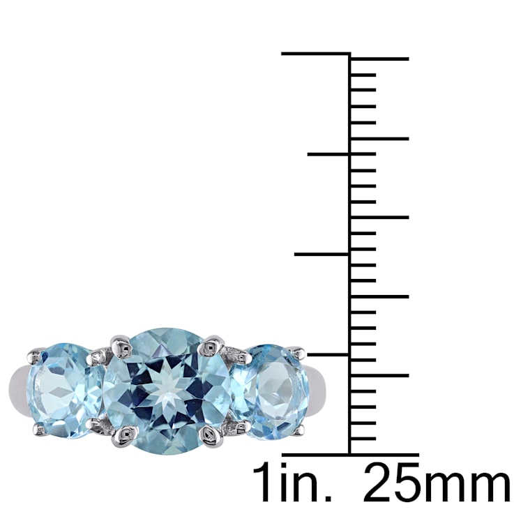 4 3/8 CT TGW Blue Topaz 3-Stone Ring in Sterling Silver