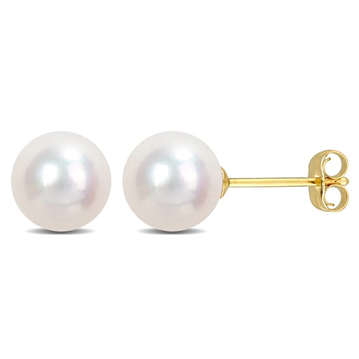 7-7.5MM Freshwater Cultured Pearl Stud Earrings in 14K Yellow Gold