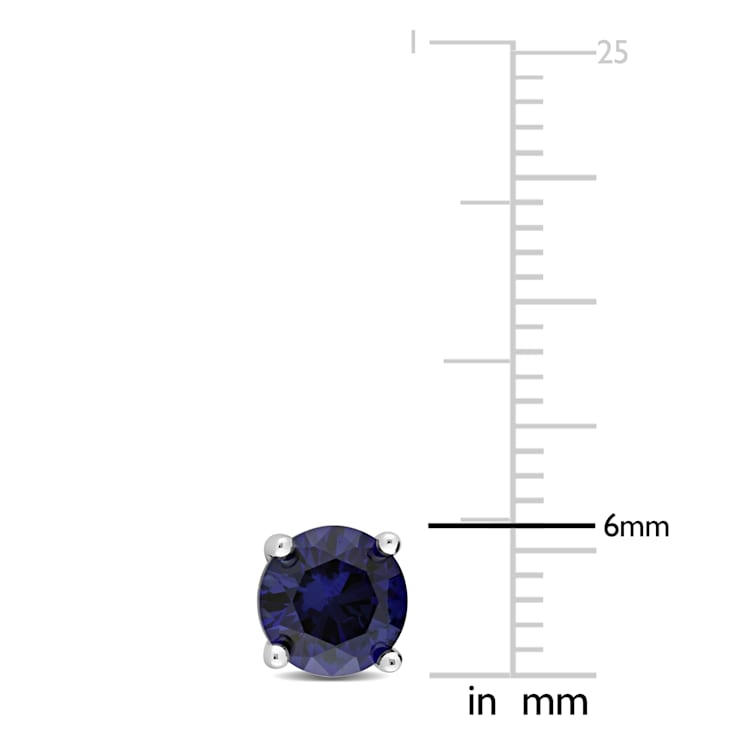 2 CT TGW Created Blue Sapphire Stud Earrings in Sterling Silver
