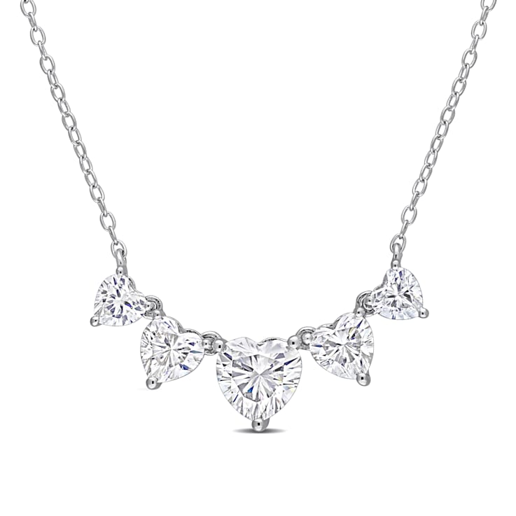 2 1/2 CT DEW Created Moissanite Multi-Heart Necklace in Sterling Silver