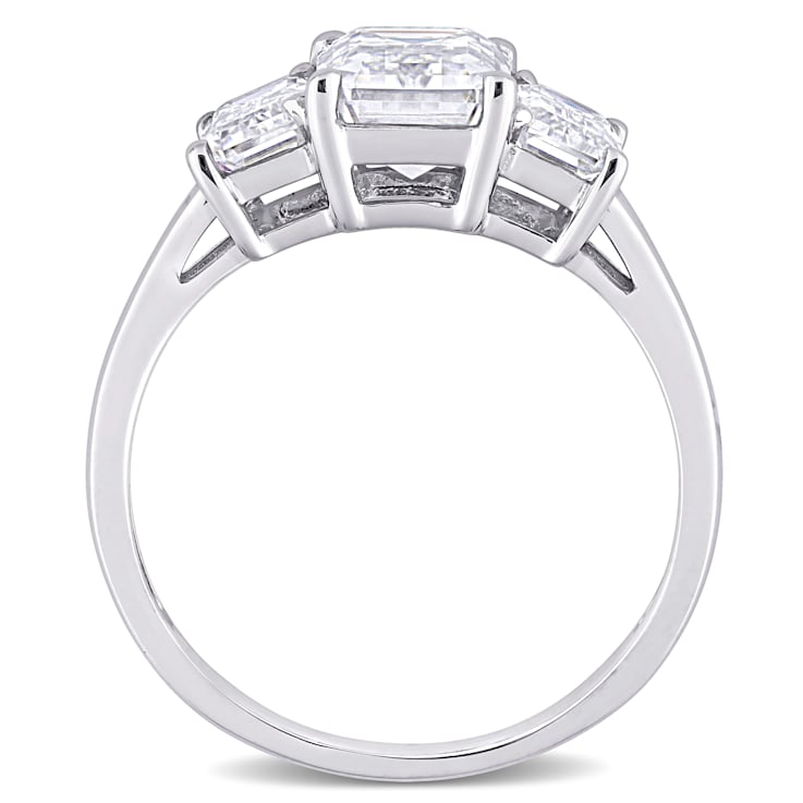 2-3/4 CT DEW Created Moissanite 3-Stone Engagement Ring in 10K White Gold