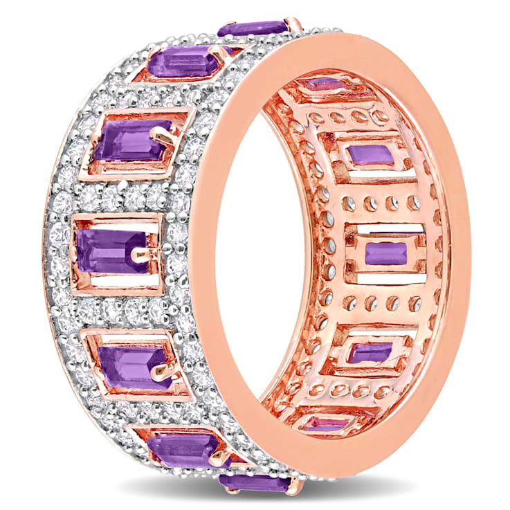 2 4/5 CT TGW African-Amethyst and Topaz Eternity Ring in Rose Plated
Sterling Silver
