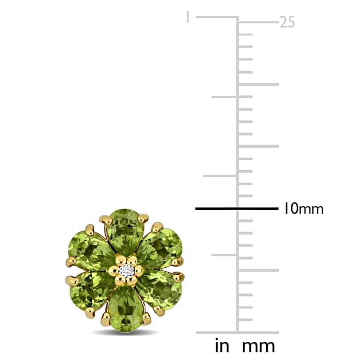 1 4/5 CT TGW Peridot and White Topaz Flower Stud Earrings in Yellow
Plated Sterling Silver